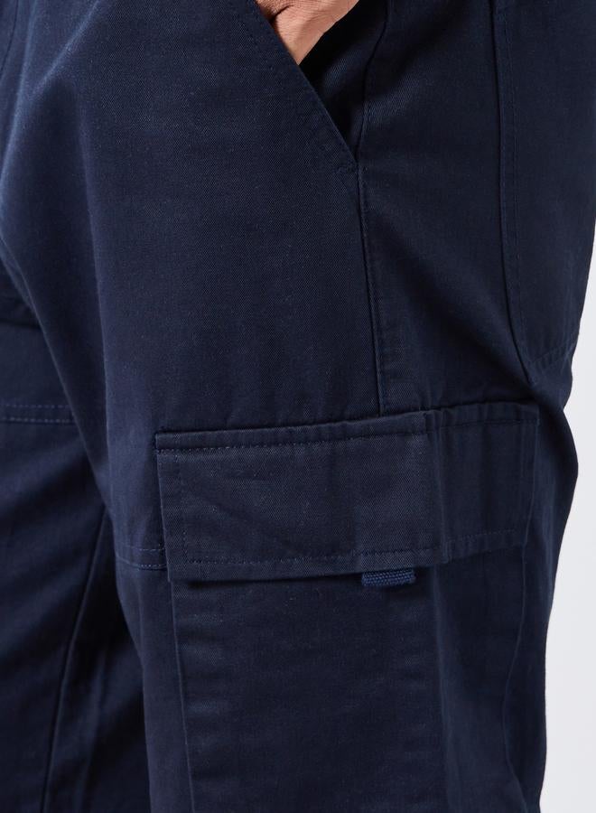 ستايلي بنطلون كارجو رجالي مريح بلون كحلي - Image 2